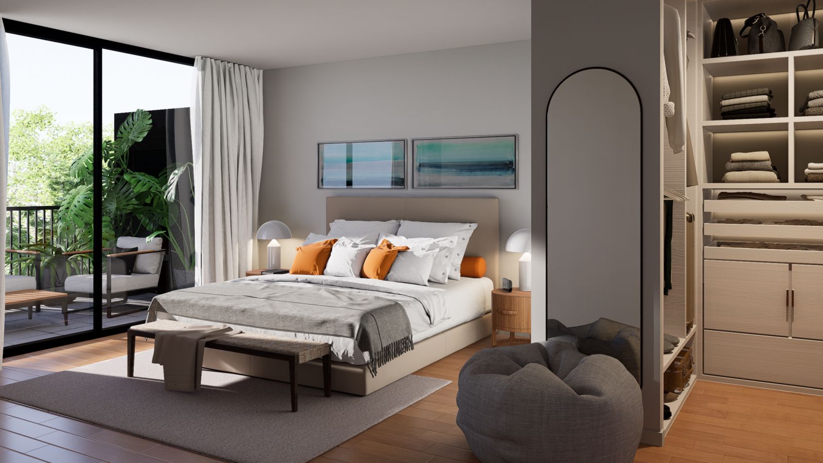 Render original del dormitorio