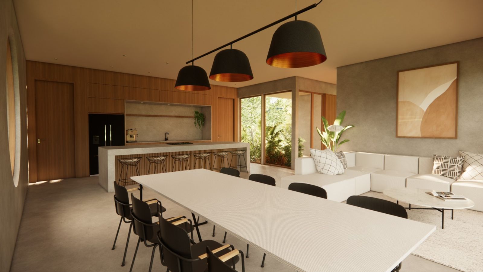 Render original de la sala comedor
